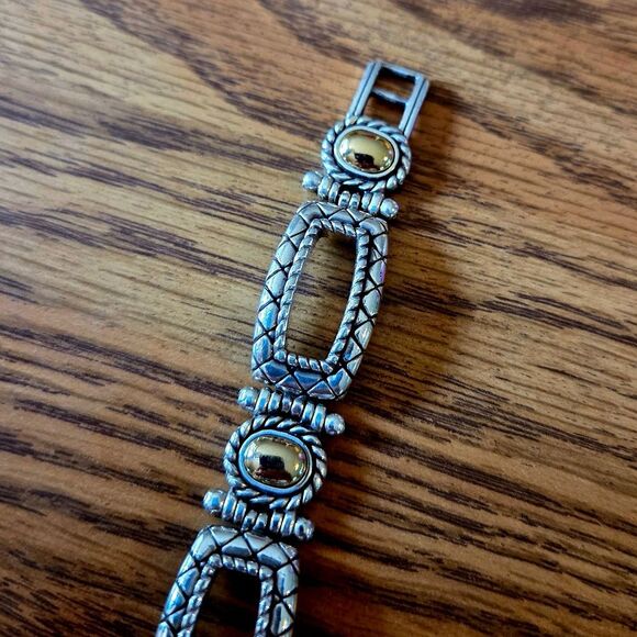 BRIGHTON "Uptown Shine" Gold And Silver Link Bracelet STATEMENT MAKING! - Picture 6 of 13